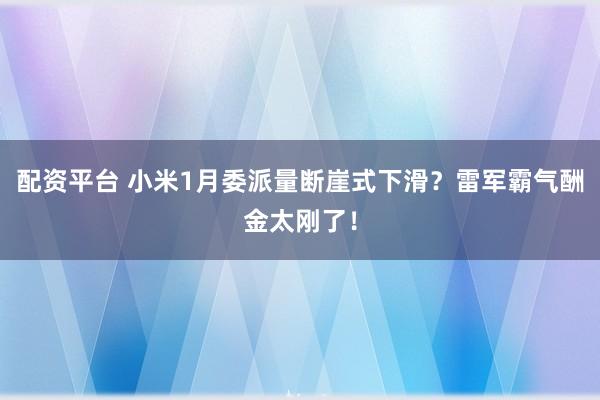 配资平台 小米1月委派量断崖式下滑？雷军霸气酬金太刚了！